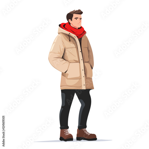 North Macedonia Man Winter Clothes and Style – A Stylish and Cozy Vector Illustration for Cold-Weather Fashion
