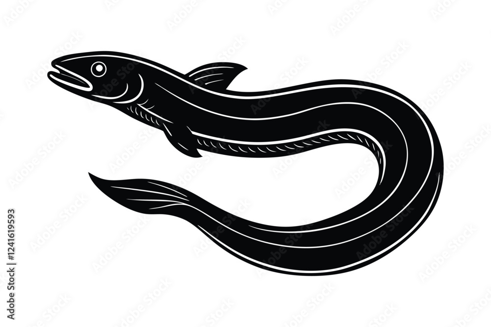 Obraz premium Eel fish silhouette art vector style illustration5.eps