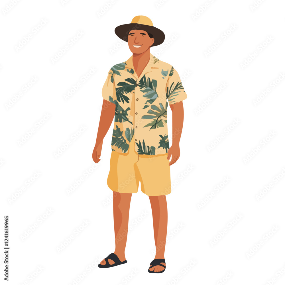 Palau Man Summer Clothes and Style – A Stylish and Relaxed Vector Illustration for Trendy Summer Fashion
