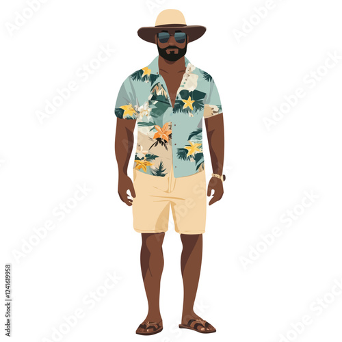 Palau Man Summer Clothes and Style – A Stylish and Relaxed Vector Illustration for Trendy Summer Fashion
