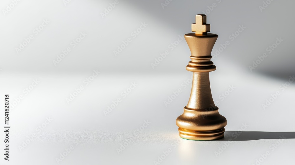 Chess strategy mastery a close-up of a golden king piece on a minimalist surface Chess strategy mastery a close-up of a golden king piece on a minimalist surface