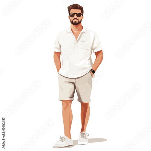 Paraguay Man Summer Clothes and Style – A Stylish and Relaxed Vector Illustration for Trendy Summer Fashion
