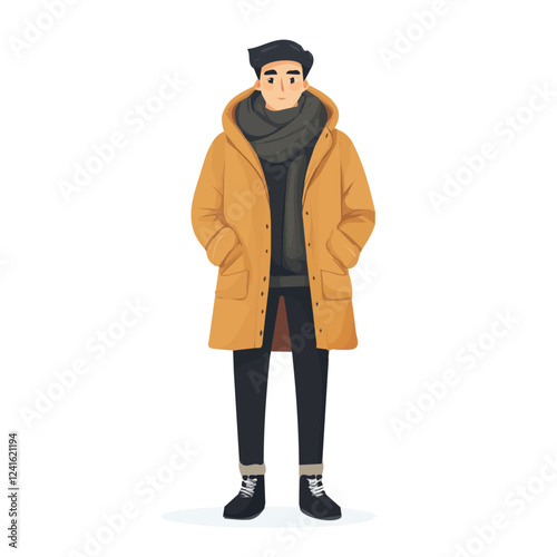 Paraguay Man Winter Clothes and Style – A Stylish and Cozy Vector Illustration for Cold-Weather Fashion
