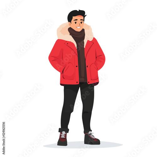 Paraguay Man Winter Clothes and Style – A Stylish and Cozy Vector Illustration for Cold-Weather Fashion

