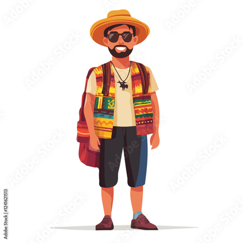 Peru Man Summer Clothes and Style – A Stylish and Relaxed Vector Illustration for Trendy Summer Fashion
