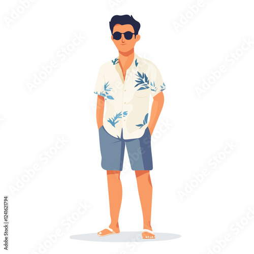 Philippines Man Summer Clothes and Style – A Stylish and Relaxed Vector Illustration for Trendy Summer Fashion
