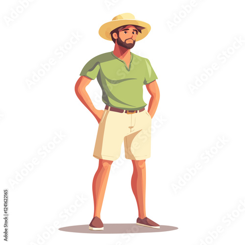 Poland Man Summer Clothes and Style – A Stylish and Relaxed Vector Illustration for Trendy Summer Fashion
