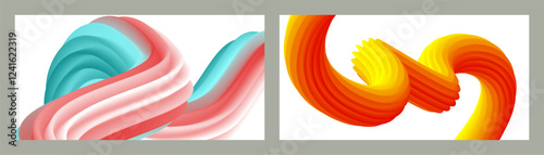 Abstract volumetric background. Cords. set of two illustrations. Toothpaste in a tube. Minimalism. Creative modern background. Cover design, wallpaper, background. eps vector.