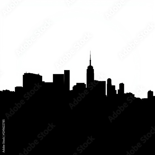 A misty city skyline shrouded in fog at twilight silhouetted skyline cityscape architecture illustration building city vector