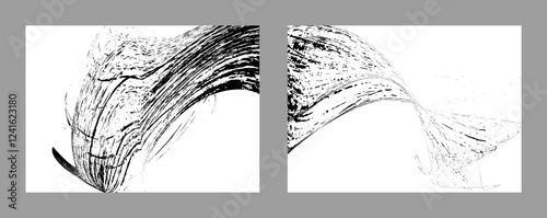 Strokes of black paint on a white background. Set of two templates. Graffiti element. Design template for the design of banners, posters, booklets, covers, magazines. EPS 10