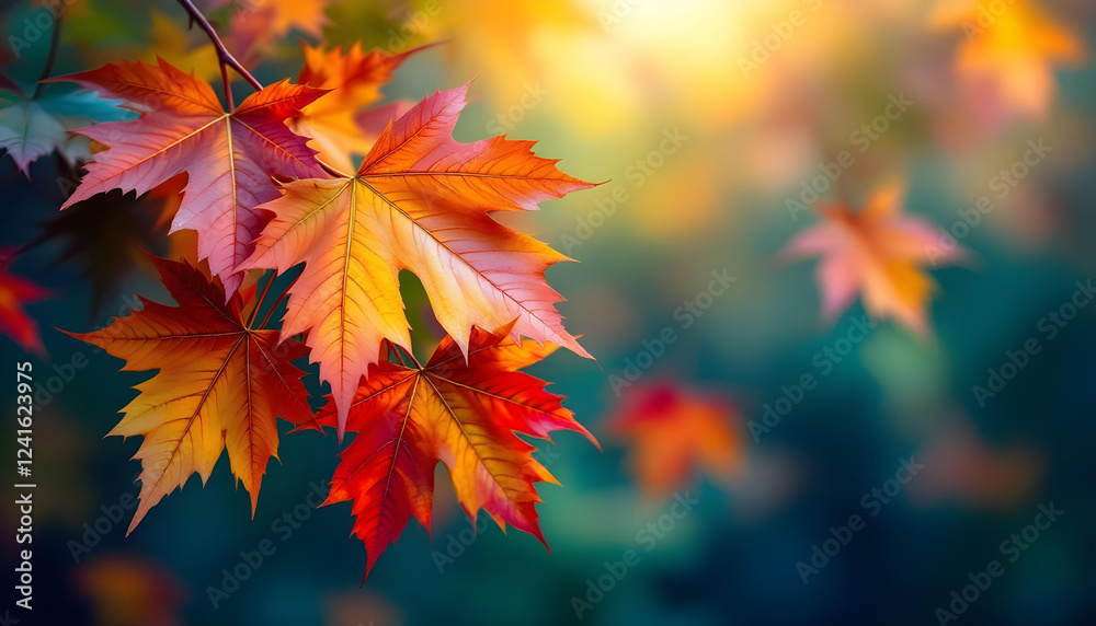Detailed Maple Leaves In Rainbow Palette High Resolution Background