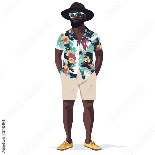 Saint Kitts and Nevis Man Summer Clothes and Style – A Stylish and Relaxed Vector Illustration for Trendy Summer Fashion
