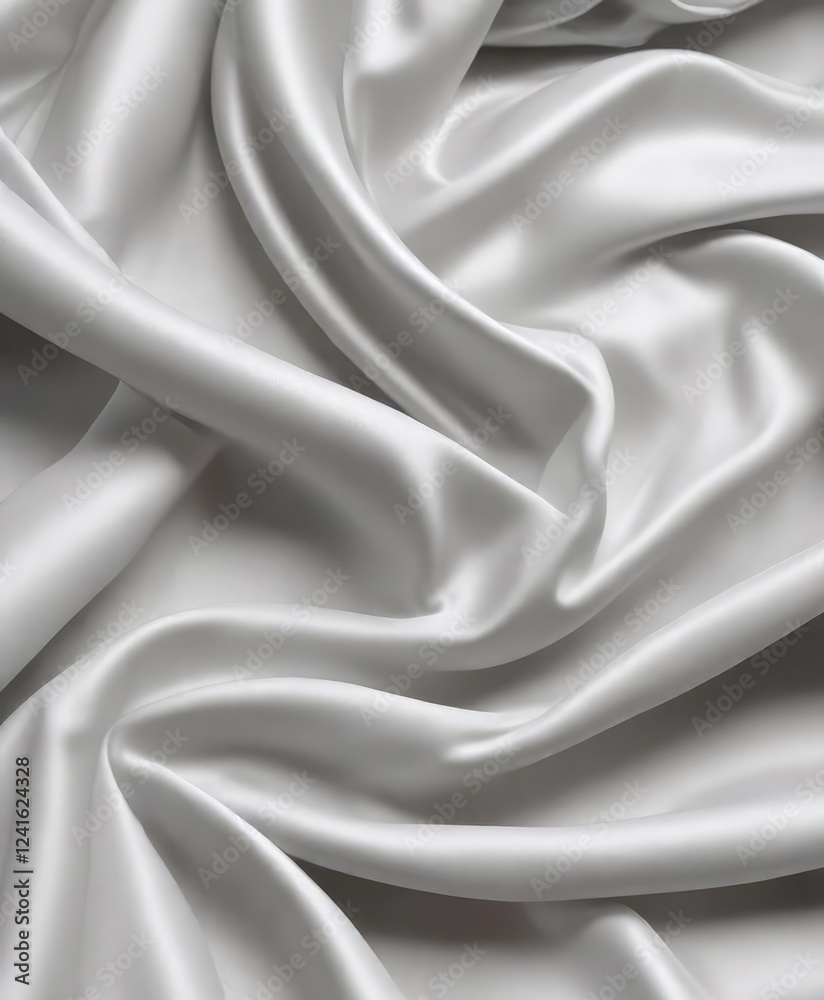 Obraz premium Flowing white satin fabric with gray undertone, blending, soft, flowy, luxurious, art