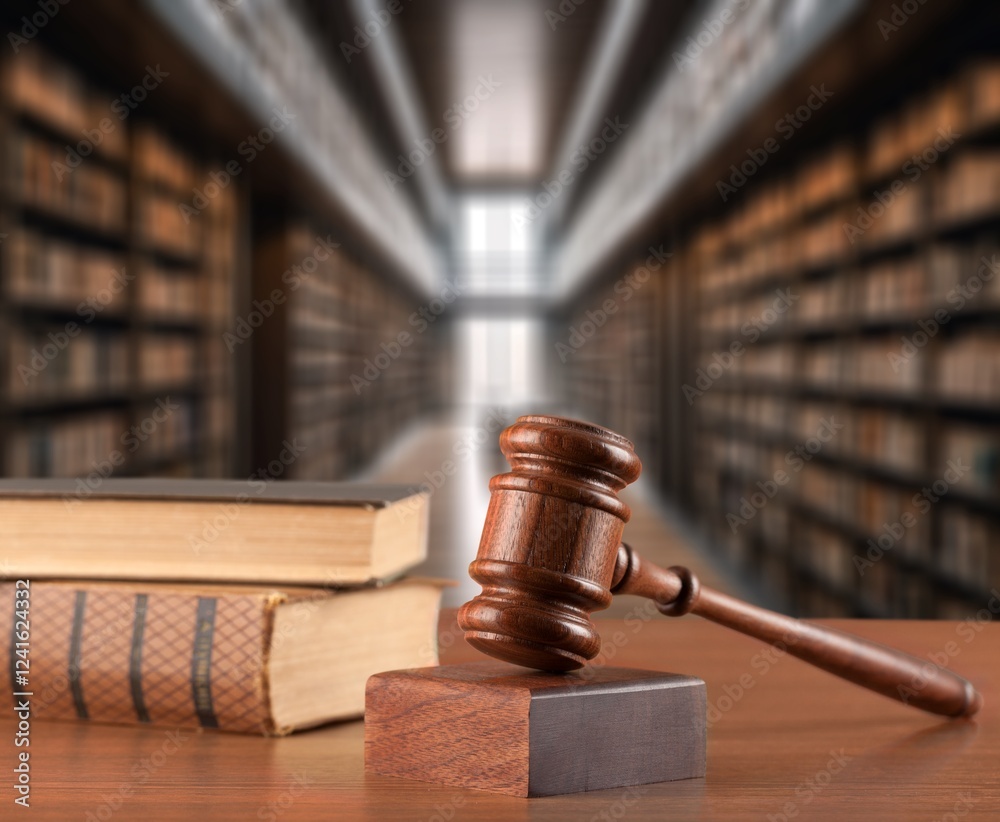 Law education, legal study concept, books in library Law education, legal study concept, books in library