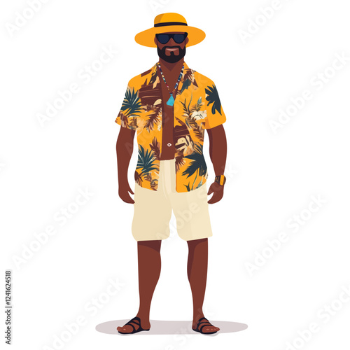 Saint Lucia Man Summer Clothes and Style – A Stylish and Relaxed Vector Illustration for Trendy Summer Fashion
