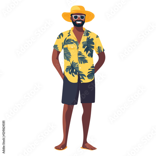 Saint Lucia Man Summer Clothes and Style – A Stylish and Relaxed Vector Illustration for Trendy Summer Fashion
