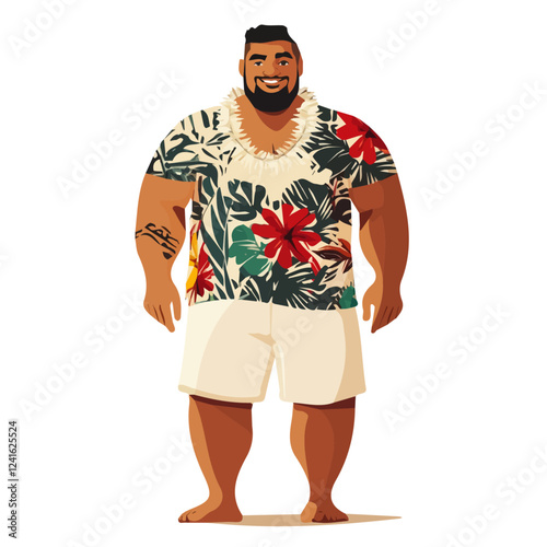 Samoa Man Summer Fashion – A Perfect Blend of Light Fabrics and Contemporary Style in Vector Illustration
