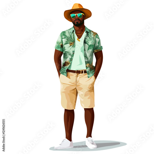 Sao Tome and Principe Man Summer Clothes – A Relaxed and Chic Digital Illustration for Effortless Summer Vacation Looks
