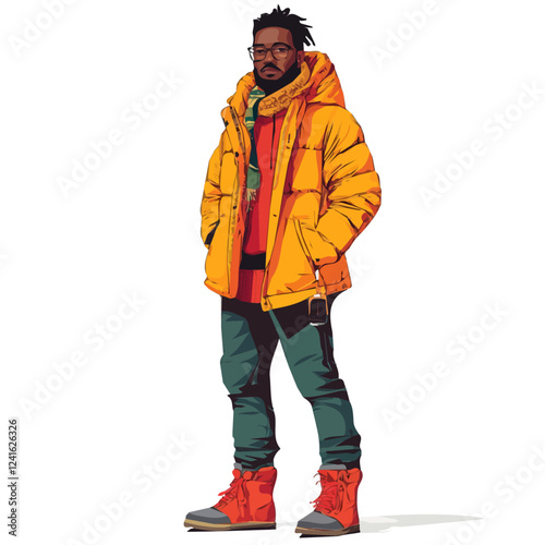 Sao Tome and Principe Man Winter Clothes and Style – A Warm and Stylish Vector Illustration for Elegant Cold-Weather Fashion