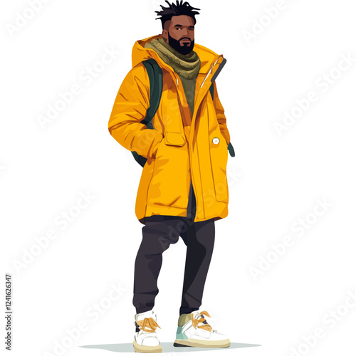 Sao Tome and Principe Man Winter Clothes and Style – A Warm and Stylish Vector Illustration for Elegant Cold-Weather Fashion