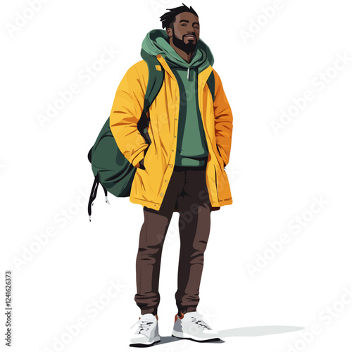Sao Tome and Principe Man Winter Clothes and Style – A Warm and Stylish Vector Illustration for Elegant Cold-Weather Fashion