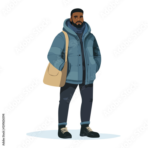 Sao Tome and Principe Man Winter Clothes and Style – A Warm and Stylish Vector Illustration for Elegant Cold-Weather Fashion