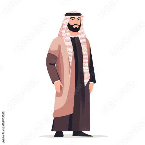 Saudi Arabia Man Summer Clothes and Style – A Stylish and Modern Vector Illustration for Trendy Summer Fashion
