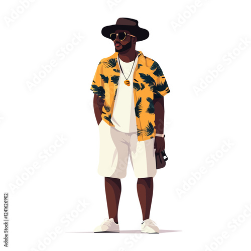 Senegal Man Summer Fashion – A Perfect Blend of Light Fabrics, Comfort, and Contemporary Style in Vector Illustration
