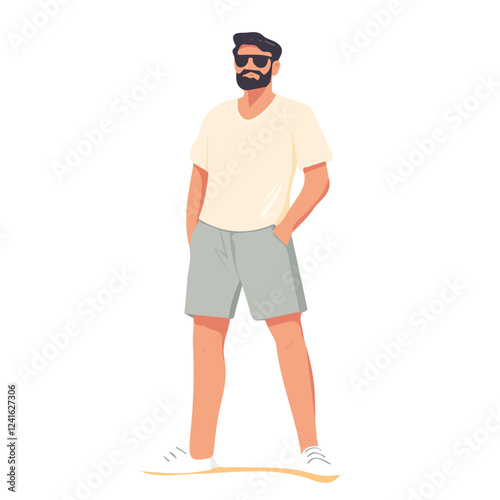 Serbia Man Summer Style – A Detailed Vector Illustration for Comfortable, Elegant, and Contemporary Summer Clothing
