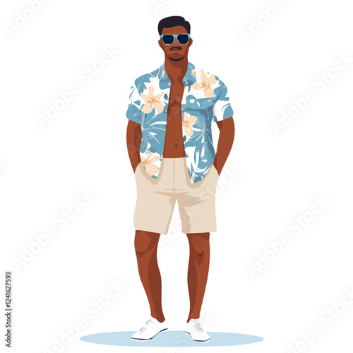 Stylish Seychelles Man Summer Clothes and Style – A Chic and Relaxed Digital Art Representation for Vacation Fashion
