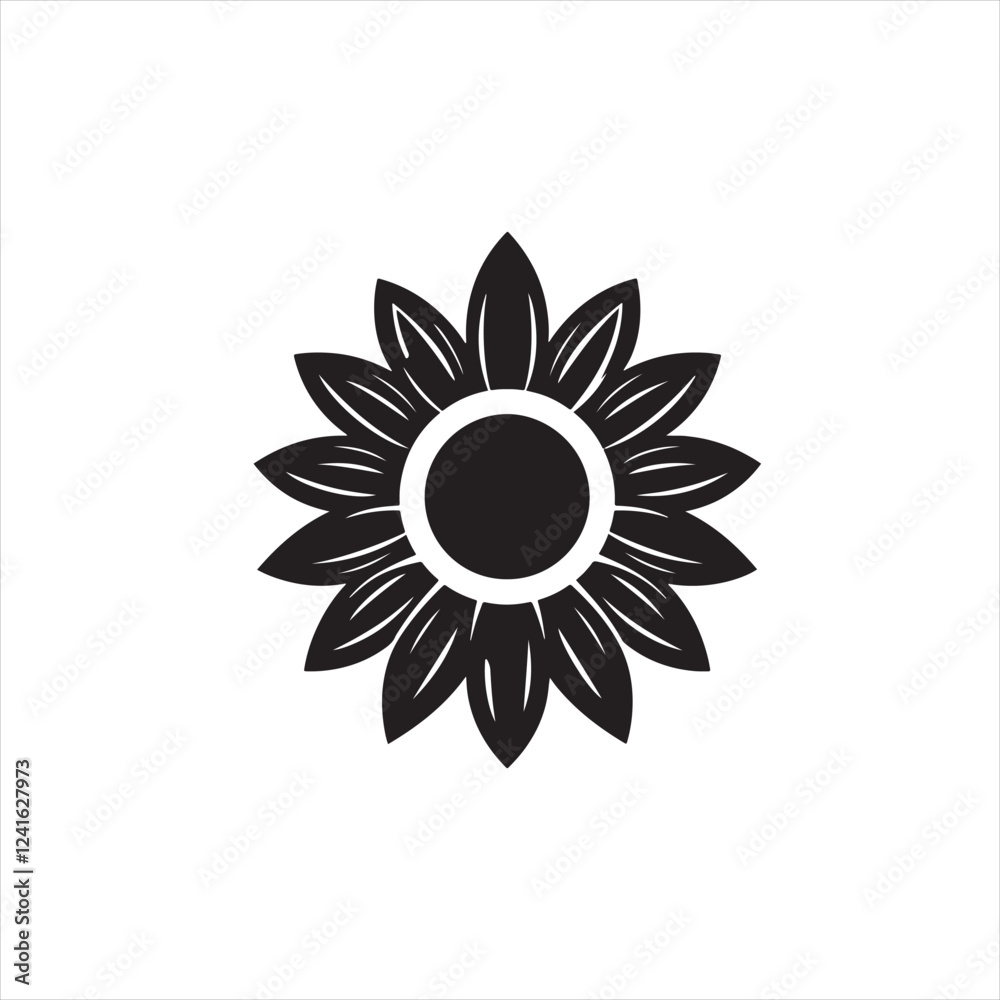 Fototapeta premium Minimalist sunflower Silhouette Vector 