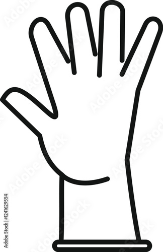 Cleaning glove protecting hand showing five open fingers