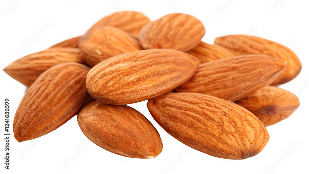 Macro Close-Up of Almonds on White Background - Healthy Snack, Nutritious Food Studio Shot Macro Close-Up of Almonds on White Background - Healthy Snack, Nutritious Food Studio Shot
