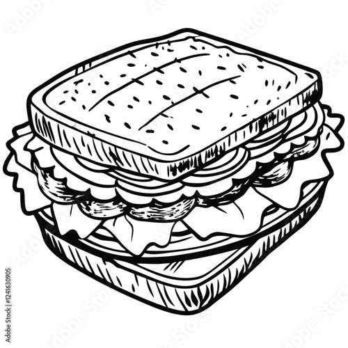 A sketch of a rectangular dish, possibly containing lasagna or a similar baked dish.