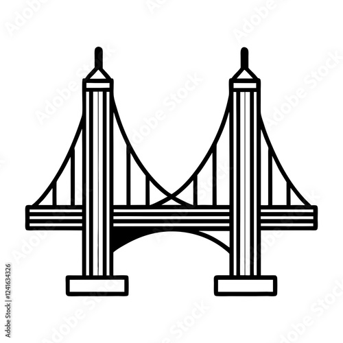 modern suspension bridge vector icon. sleek bridge design with suspension cables. elegant steel bridge logo.