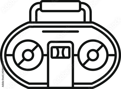 Retro boombox playing music, featuring a handle for portability and convenient transportation