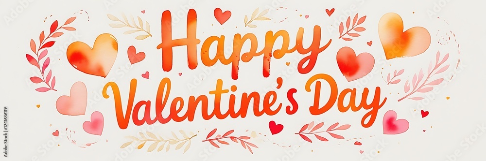 Whimsical Valentine's watercolor art with yellow and red cursive lettering, soft pink florals, hearts, and golden sparkles, valentines web banner, web poster Whimsical Valentine's watercolor art with yellow and red cursive lettering, soft pink florals, hearts, and golden sparkles, valentines web banner, web poster