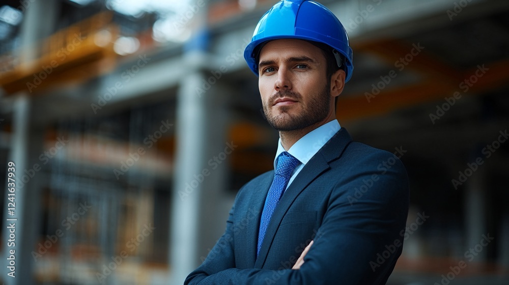 two men standing in front of a building under construction.