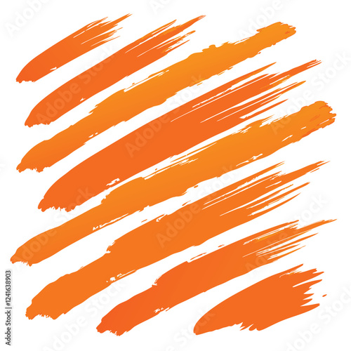 Abstract orange brush strokes on a white background, emphasizing creativity and design.