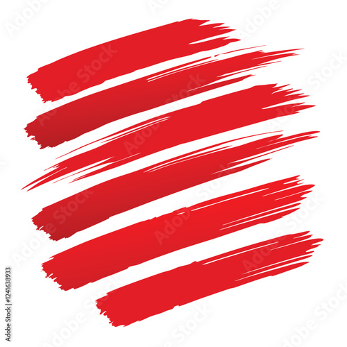 Abstract red brush strokes on a white background, conveying creativity and artistic expression.