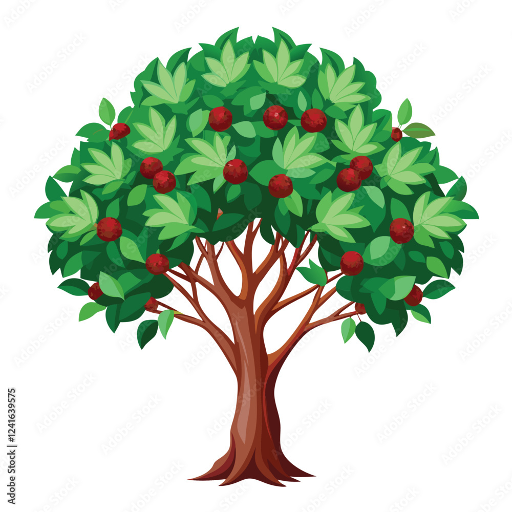 Fototapeta premium A lush green bush with red fruits, showcasing vibrant leaves and a healthy appearance.