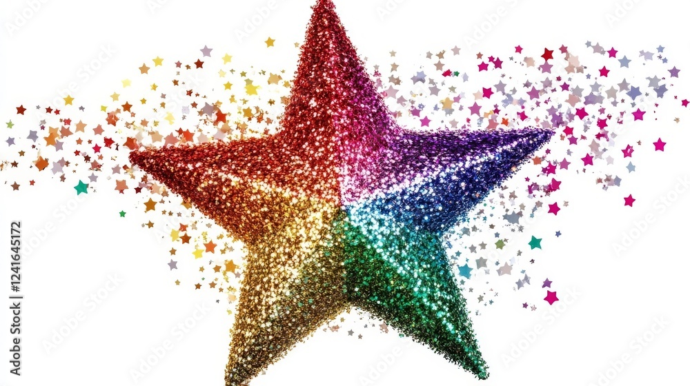 Obraz premium Vibrant glitter star emitting colorful sparkles in an artistic display