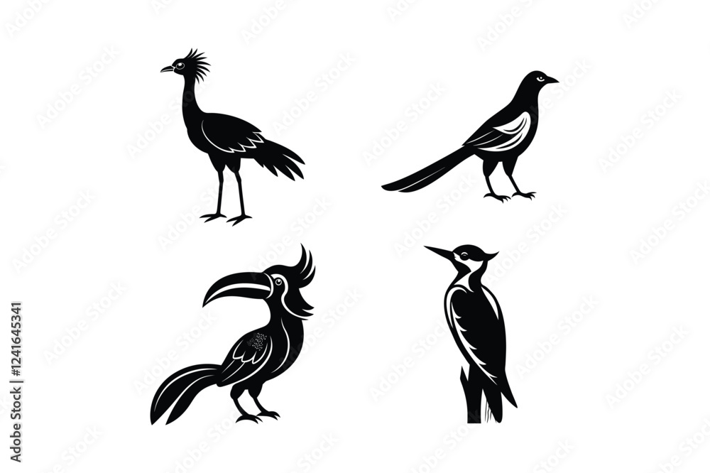 Naklejka premium Bird Bundle Vector Collection, Bird Bundle Vector, Bird Bundle Vector for Avian, Wildlife, Nature, Illustration