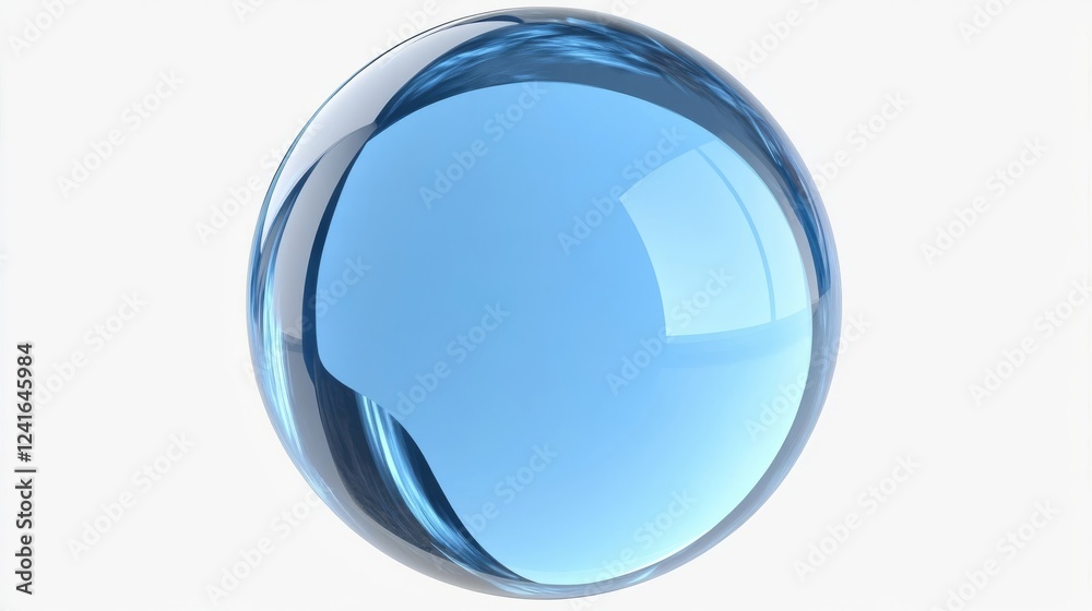 Crystal clear blue sphere reflecting light in a bright environment Crystal clear blue sphere reflecting light in a bright environment