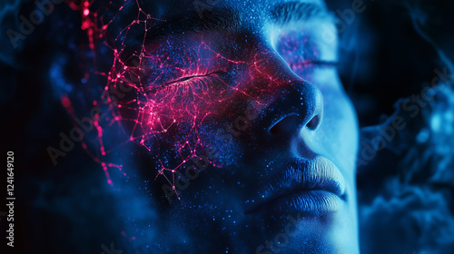Abstract AI-inspired artwork featuring glowing interconnected nodes
