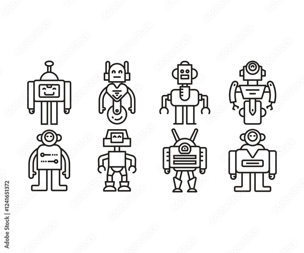 robot character icons set vector illustration robot character icons set vector illustration