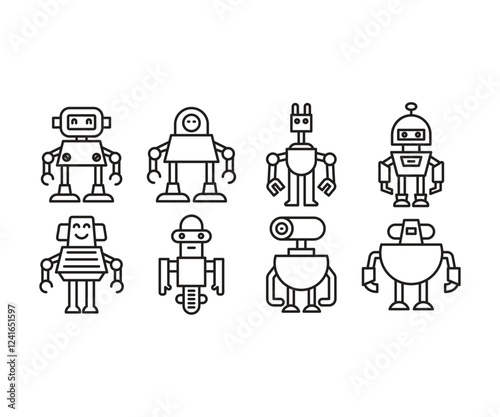 robot character icons set vector illustration