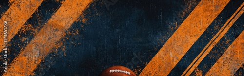 Sporty mockup background with space for text featuring an American football, yard lines, and a bold team color theme for Super Bowl