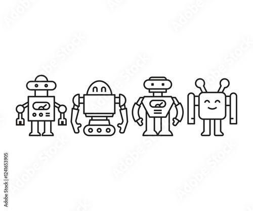 robot character icons set vector illustration