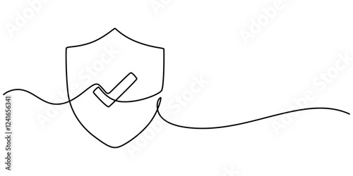 verify icon continuous one line drawing, BEST QUALITY LINE ICON, Quality Line Icon, One continuous line drawing check mark. Approved test correct right element concept design. Vector illustration.